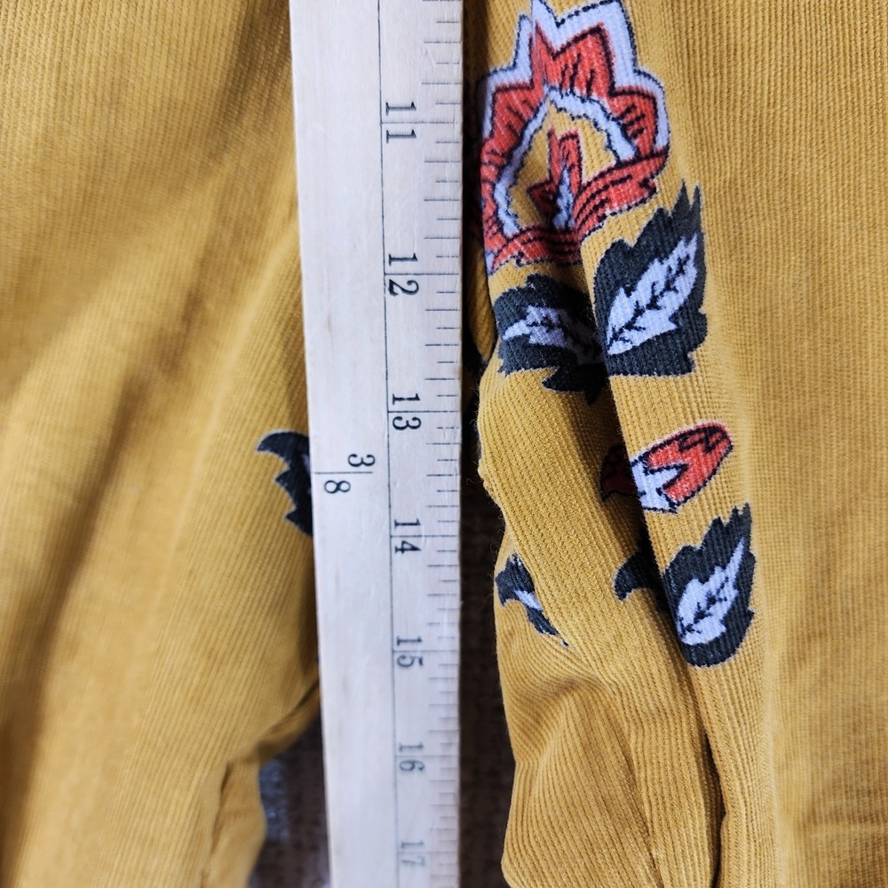 Ivy Jane Floral Print Corduroy Pants Womens S Gold Cropped Wide Leg Pullon EUC - Picture 5 of 11